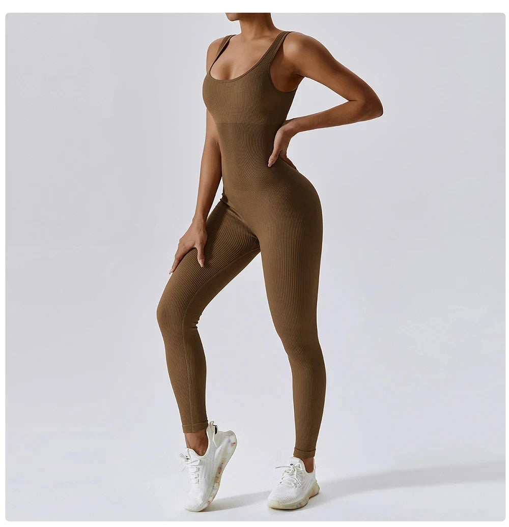 Fitness Seamless Jumpsuits Woman Thread Fashion Casual Outdoors Overalls for Women Corset One Pieces Pants Sets