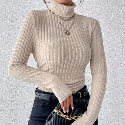 Winter Sexy Texture Women's t-shirt New High Neck Women's Tops Casual