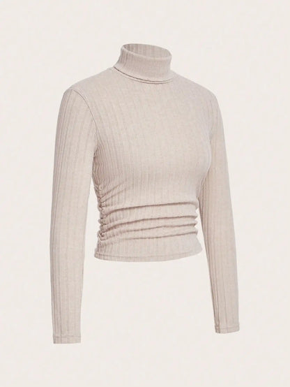 Winter Sexy Texture Women's t-shirt New High Neck Women's Tops Casual