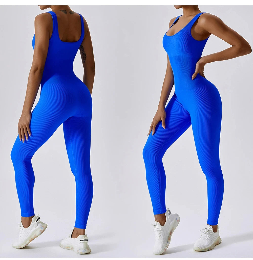 Fitness Seamless Jumpsuits Woman Thread Fashion Casual Outdoors Overalls for Women Corset One Pieces Pants Sets
