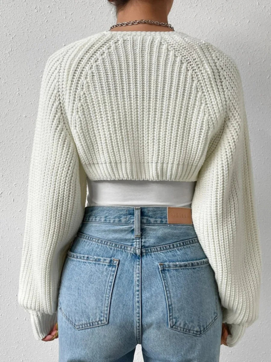 Women s Open Front Cropped Cardigan Solid Color Sweater Bolero Tops