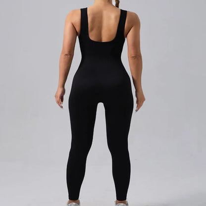 WAREBALL Sports Running Studio Seamless High Stretch Yoga Fitness Women's Solid Color Sports Jumpsuit