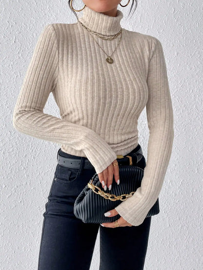 Winter Sexy Texture Women's t-shirt New High Neck Women's Tops Casual